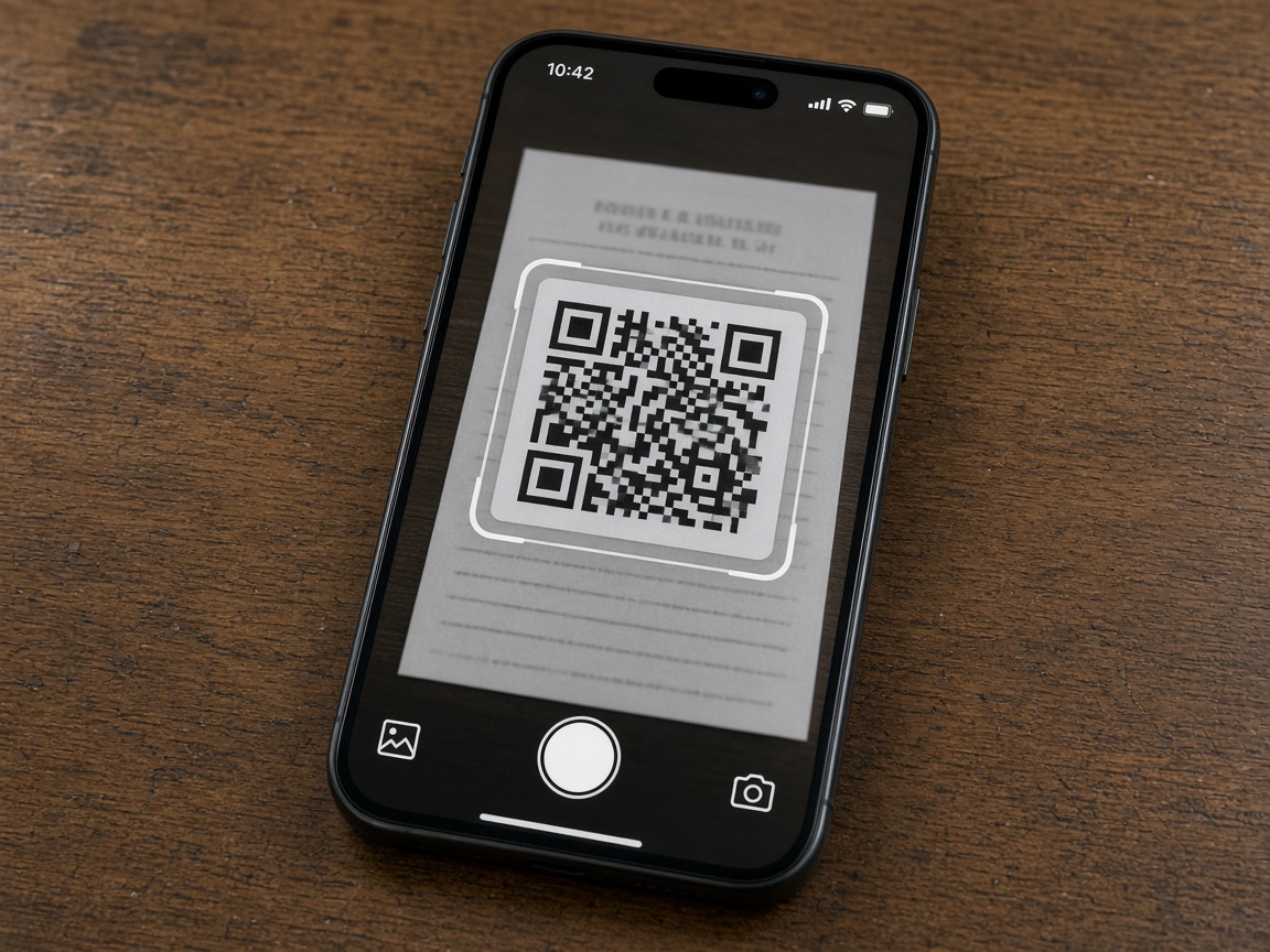 A phone camera lined up on the QR printed on a shop bill